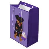 Sac Cadeau Moyen Anniversaire de Rottweiler personnalisable (Dos Angle)