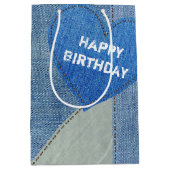 Sac Cadeau Moyen Anniversaire Denim Heart (Devant)