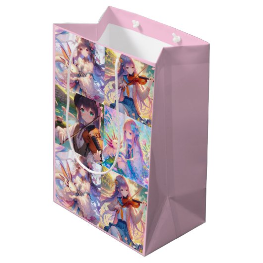 Sac Cadeau Moyen Anniversaire des Filles Anime avec Violon et Axolo (Dos Angle)