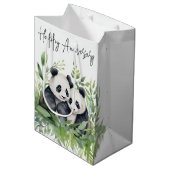 Sac Cadeau Moyen Anniversaire Des Ours De Panda En Feuille (Devant Angle)