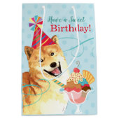 Sac Cadeau Moyen Anniversaire doux Shiba Inu (Devant)