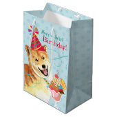 Sac Cadeau Moyen Anniversaire doux Shiba Inu (Devant Angle)