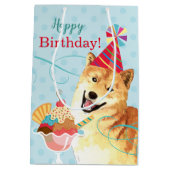 Sac Cadeau Moyen Anniversaire doux Shiba Inu (Dos)