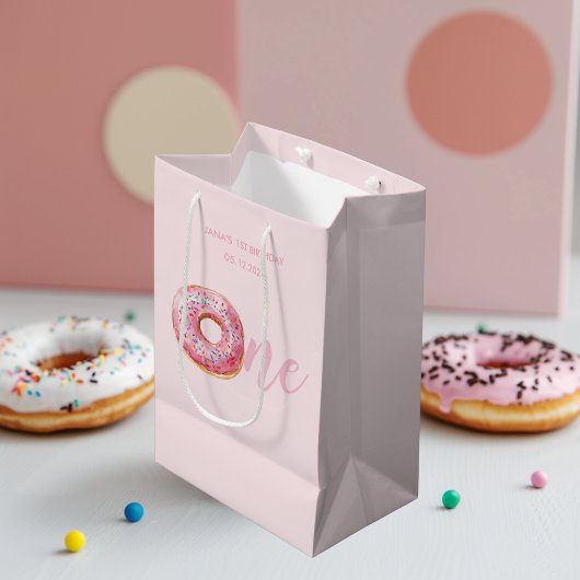 Sac Cadeau Moyen Anniversaire du Donut rose
