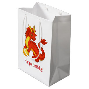 Sac Cadeau Moyen Anniversaire du dragon chinois rouge
