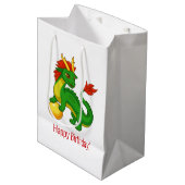 Sac Cadeau Moyen Anniversaire du dragon chinois vert (Devant Angle)