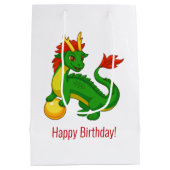 Sac Cadeau Moyen Anniversaire du dragon chinois vert (Dos)