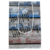 Sac Cadeau Moyen Anniversaire du drapeau américain sur le bois (Dos)