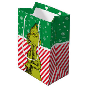 Sac Cadeau Moyen Anniversaire du Grinch Red and Green Snowflake