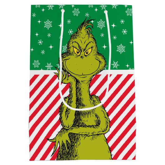 Sac Cadeau Moyen Anniversaire du Grinch Red and Green Snowflake (Dos)