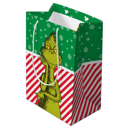 Sac Cadeau Moyen Anniversaire du Grinch Red and Green Snowflake (Dos Angle)