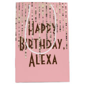 Sac Cadeau Moyen Anniversaire en pierre blanche rose (Devant)