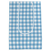 Sac Cadeau Moyen Anniversaire En vichy bleu et blanc (Dos)