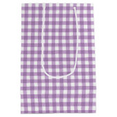 Sac Cadeau Moyen Anniversaire En vichy violet et blanc (Dos)