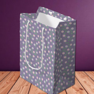 Sac Cadeau Moyen Anniversaire Fleur Floral Violet
