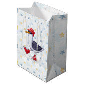 Sac Cadeau Moyen Anniversaire Fun Cute Seagull Bird Wrapd Pap (Devant Angle)