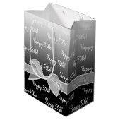 Sac Cadeau Moyen Anniversaire Gradient 50e avec Bow blanc (Dos Angle)