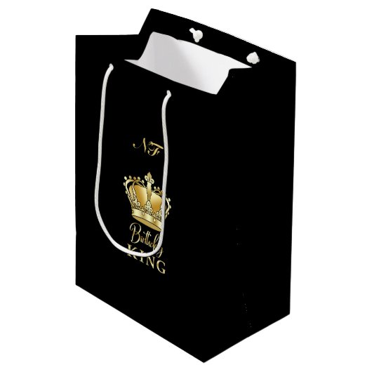 Sac Cadeau Moyen Anniversaire King Gold Couronne Royal Monogramme L (Devant Angle)