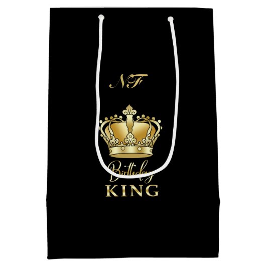Sac Cadeau Moyen Anniversaire King Gold Couronne Royal Monogramme L (Dos)