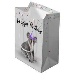 Sac Cadeau Moyen Anniversaire Koala Bear et Star Confetti