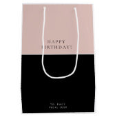 Sac Cadeau Moyen Anniversaire moderne rose noir (Dos)