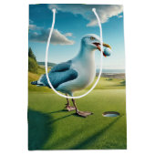 Sac Cadeau Moyen Anniversaire Mouette avec balle de golf (Devant)