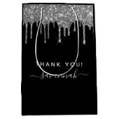 Sac Cadeau Moyen Anniversaire noir argent parties scintillant merci (Devant)