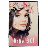 Sac Cadeau Moyen Anniversaire noir argent parties scintillant pouss (Devant)