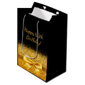 Sac Cadeau Moyen Anniversaire noir or élégant monogramme (Devant Angle)