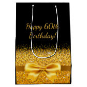 Sac Cadeau Moyen Anniversaire noir or élégant monogramme (Dos)