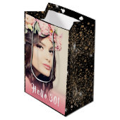 Sac Cadeau Moyen Anniversaire noir or parties scintillant photo bon (Devant Angle)