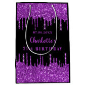 Sac Cadeau Moyen Anniversaire noir violet parties scintillant goutt (Devant)