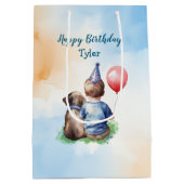 Sac Cadeau Moyen Anniversaire personnalisé du bébé garçon (Dos)