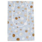Sac Cadeau Moyen Anniversaire Points Bleu Blanc Marron (Devant)