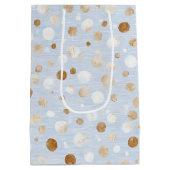 Sac Cadeau Moyen Anniversaire Points Bleu Blanc Marron (Dos)