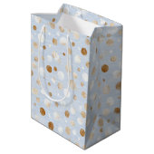 Sac Cadeau Moyen Anniversaire Points Bleu Blanc Marron (Dos Angle)