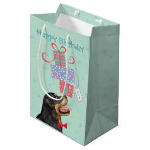 Sac Cadeau Moyen Anniversaire présente Rottweiler Sac-cadeau moyen
