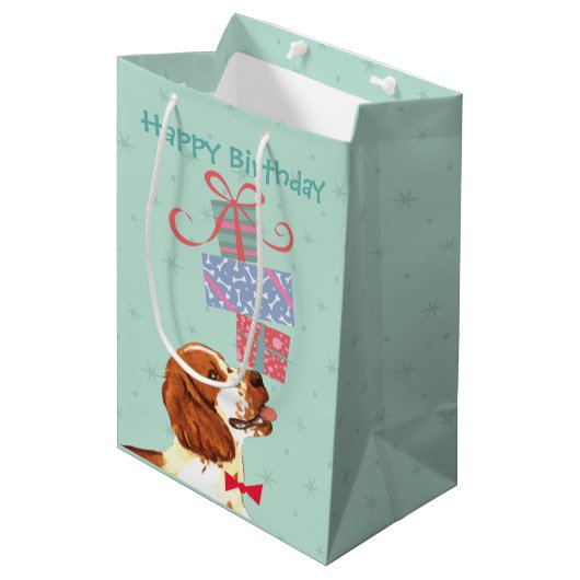 Sac Cadeau Moyen Anniversaire présente Welsh Springer Spaniel (Devant Angle)