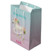 Sac Cadeau Moyen Anniversaire Rainbow Nom de la licorne - Sac-cadea (Dos Angle)