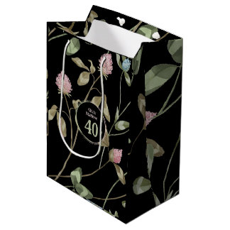 Sac Cadeau Moyen Anniversaire Romantique Black Rose Clover Floral