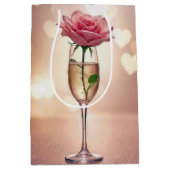 Sac Cadeau Moyen Anniversaire Rose en Flute Champagne (Devant)