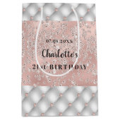 Sac Cadeau Moyen Anniversaire rose or argent parties scintillant su (Devant)