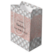 Sac Cadeau Moyen Anniversaire rose or argent parties scintillant su (Dos Angle)