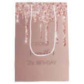 Sac Cadeau Moyen Anniversaire rose or parties scintillant goutte de (Dos)