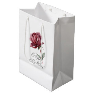 Sac Cadeau Moyen Anniversaire Rose Rouge