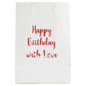 Sac Cadeau Moyen Anniversaire Rose rouge sur satin blanc (Dos)
