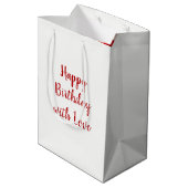 Sac Cadeau Moyen Anniversaire Rose rouge sur satin blanc (Dos Angle)