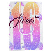 Sac Cadeau Moyen Anniversaire seize ans | Parties scintillant rose (Dos)