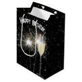 Sac Cadeau Moyen Anniversaire Sparkler et Confetti au vin (Devant Angle)