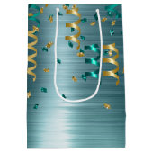 Sac Cadeau Moyen Anniversaire turquoise de Confetti d'or (Dos)